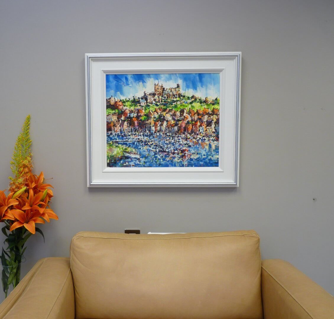 Olivia Pilling - ‘Whitby’  Olivia Pilling takes her inspiration from the small industrial town landscapes and architecture of the Pennines. She brings together the rolling hills and valleys, the mills and towering chimneys to form natural semi-absract shapes.