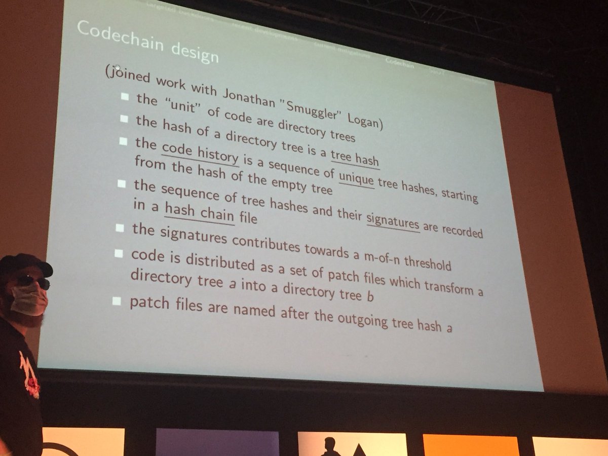 j32804's tweet photo. Fighting targeted backdoors with secure multiparty code reviews & a single source of truth at #hcpp18 by @thefrankbraun beta here https://t.co/irkOZ2g6VA full talk to be published by @paralelnapolis #hashchain #integrity https://t.co/dkaV60BwKZ