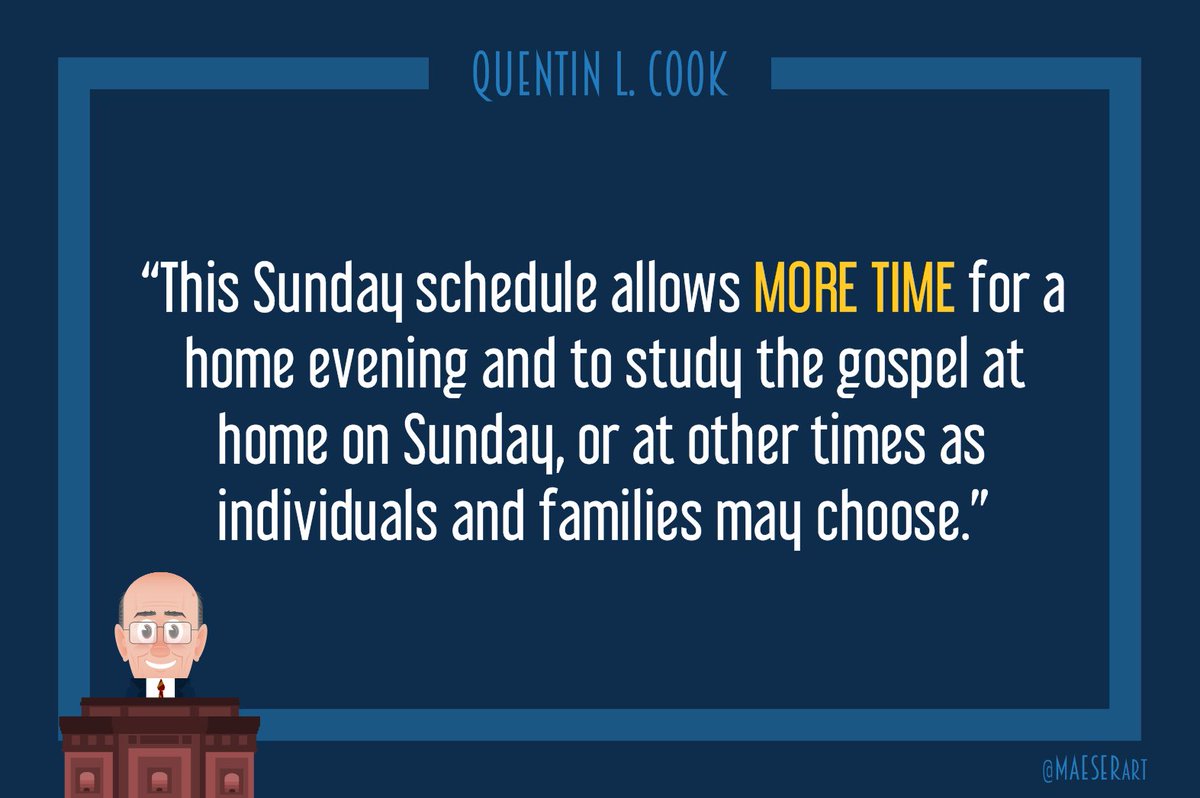 MaeserART's tweet photo. This Sunday schedule allows more time for a home evening and to study the gospel at home on Sunday, or at other times as individuals and families may choose. -Elder Quentin L. Cook

#ElderCook #ldsconf #GeneralConference #JesusChrist #sharegoodness #lds #mormon #bookofmormon https://t.co/Z32ALrFQfR