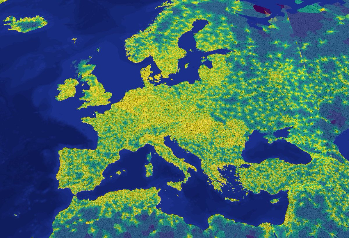 stvno's tweet image. Working on a worldwide traveltime dataset, based on #OpenStreetMap; 6M random points in the world to its nearest town. Generally pretty happy, just some weird artifacts when there are few/no roads (eg Sahara, Greenland)

#OSRM #BigDataAnalytics #accessibility #sotmus