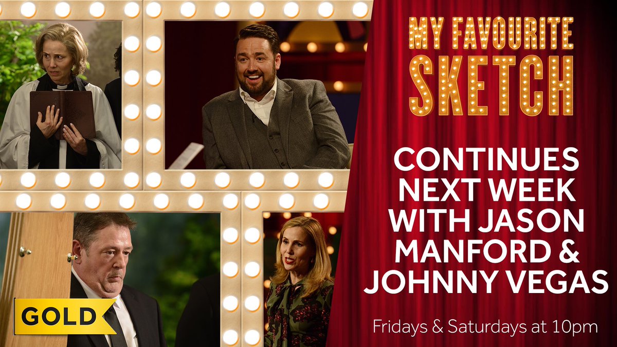 goldchannel's tweet photo. If you’ve been enjoying #MyFavouriteSketch, you’re not going to want to miss next week’s episodes as @sallyephillips is joined by @JasonManford and @JohnnyVegasReal! https://t.co/j4hNf9mKUU