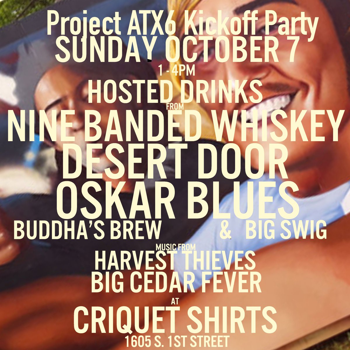 projectatx6's tweet photo. Join us tomorrow after BRUNCH before the fest. PreACL Day 3 Party Sunday 1-4p @ @criquetshirts feat: @HarvestThieves &amp; @bigcedarfever, Hosted Bev from @NineBanded @desertdoor &amp; @oskarblues @BigSwigWater @BuddhasBrew B-Side Sausages #ACLFest #ACL #afterparty #ACL2018 #ACLFest2018 https://t.co/ogRLeeMPHp