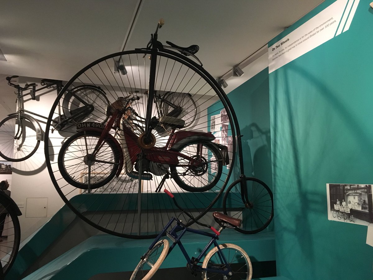 WeirdBristol's tweet photo. In 1883, Francis Fry (of the Fry’s Chocolate co.) set a speed/distance record on a #Bristol made penny-farthing/high wheel. He cycled 100 miles in less than 6 hours, a record for a solid-wheel bicycle which still stands today. The bicycle is part of the @mshedbristol collection. https://t.co/Fjc1aF086f