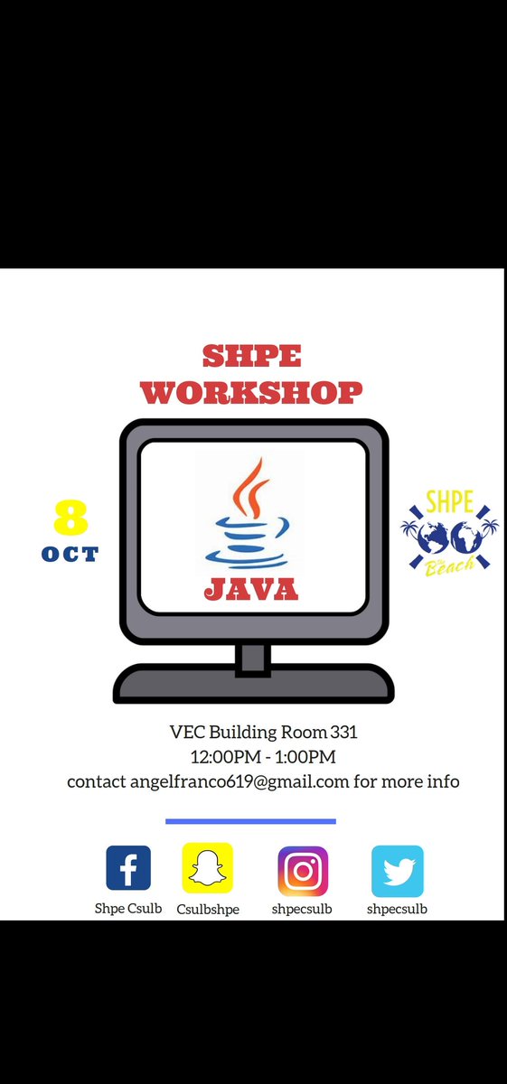 DON'T FORGET!

This MONDAY we will be having a Java workshop!

Come check it out!
