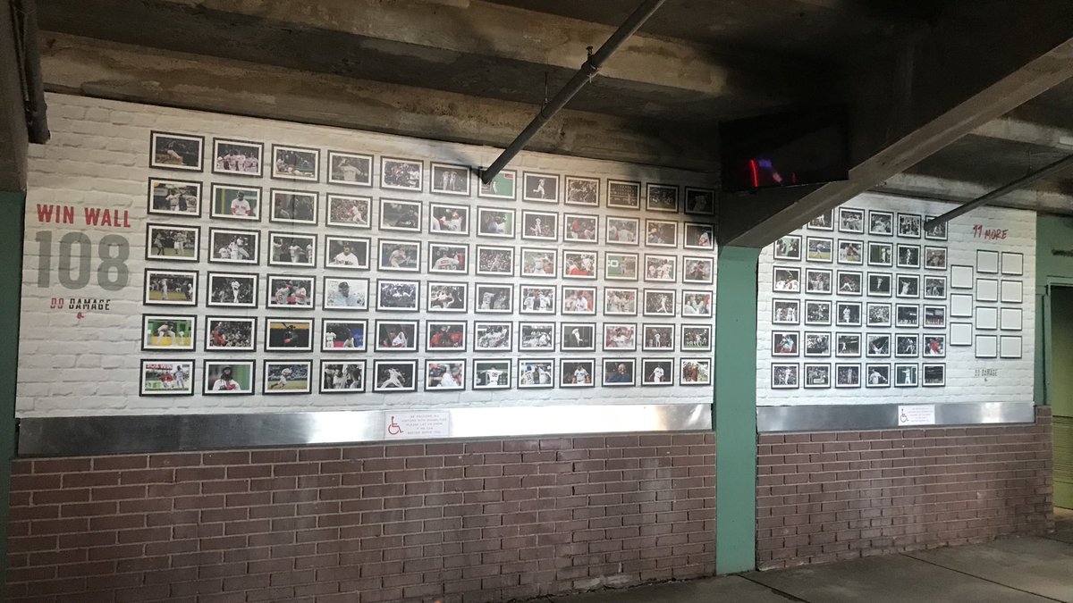 RedSox's tweet photo. Before the start of the #postseason, we installed a win wall, like Cora’s, on the concourse! 📷 https://t.co/F6AtMCBZVo