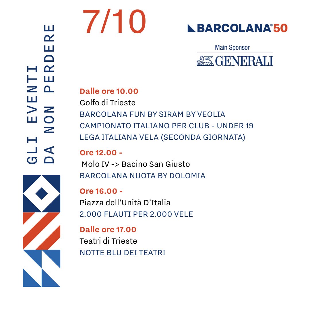 RegataBarcolana's tweet image. Before partying with Bob Sinclar, let us remind you tomorrow's agenda: we'll be back with #BarcolanaYoung and #BarcolanaFun by Siram by Veolia - Campionato Italiano per Club Under 19 @legavela and #BarcolanaNuota. #VillaggioBarcolana open 10 am to 10 pm