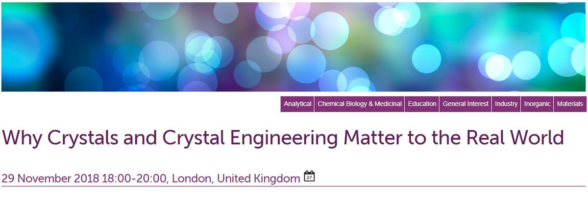 RSC_Marketing's tweet photo. What is #CrystalEngineering? Find out at our upcoming November lecture by Prof Michael Zaworotko of @UL. Details: https://t.co/ifSKZnhE56 https://t.co/EZglANmOjy