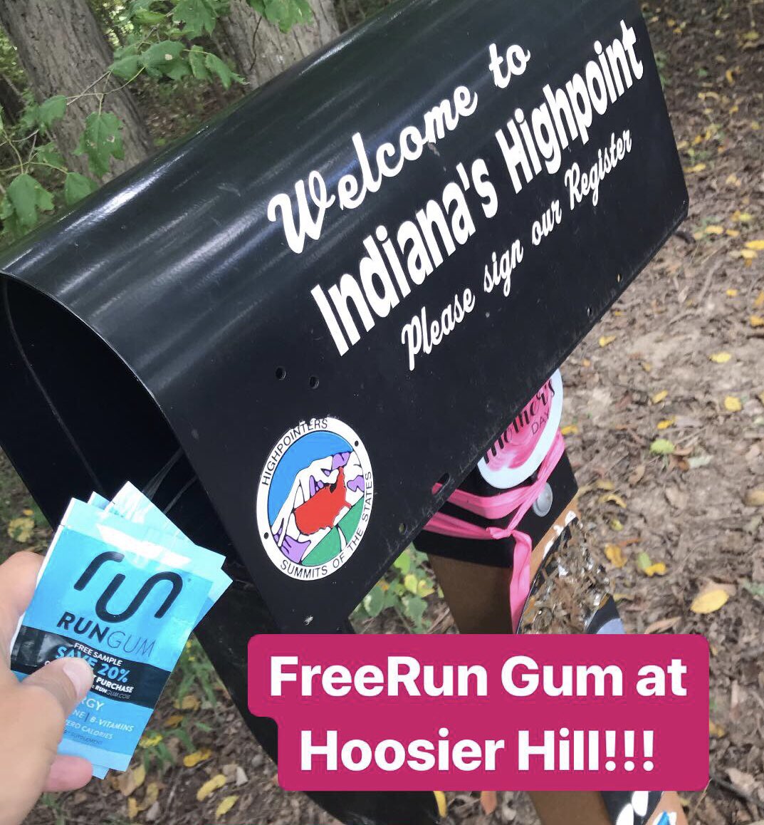 NickSymmonds's tweet photo. Attention all my Indiana followers: Free Run Gum is available at #HoosierHill!! (less free Run Gum now available at Target nationwide) 😜 #Indiana #StateHighPoint @rungum @target https://t.co/Fdmxw9ZjzB