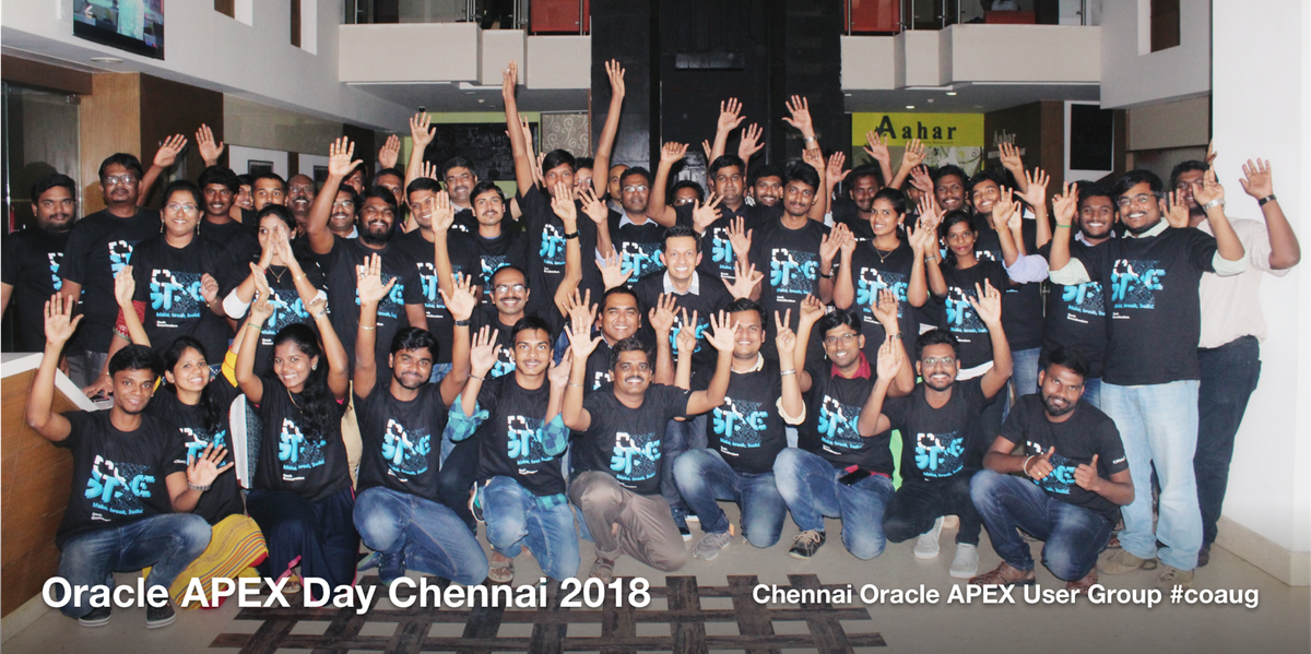 shakeeb's tweet photo. A picture perfect close to the second annual #orclapex Day in #Chennai — home of the largest @OracleAPEX meetup in all of #India!

Thank you @drdalvi and @visusnatarajan for your help in making this possible!

#LetsWreckThisTogether #orclapex #coaug 

@OracleDevs @chaitanya_in https://t.co/0SGdKX6vgf