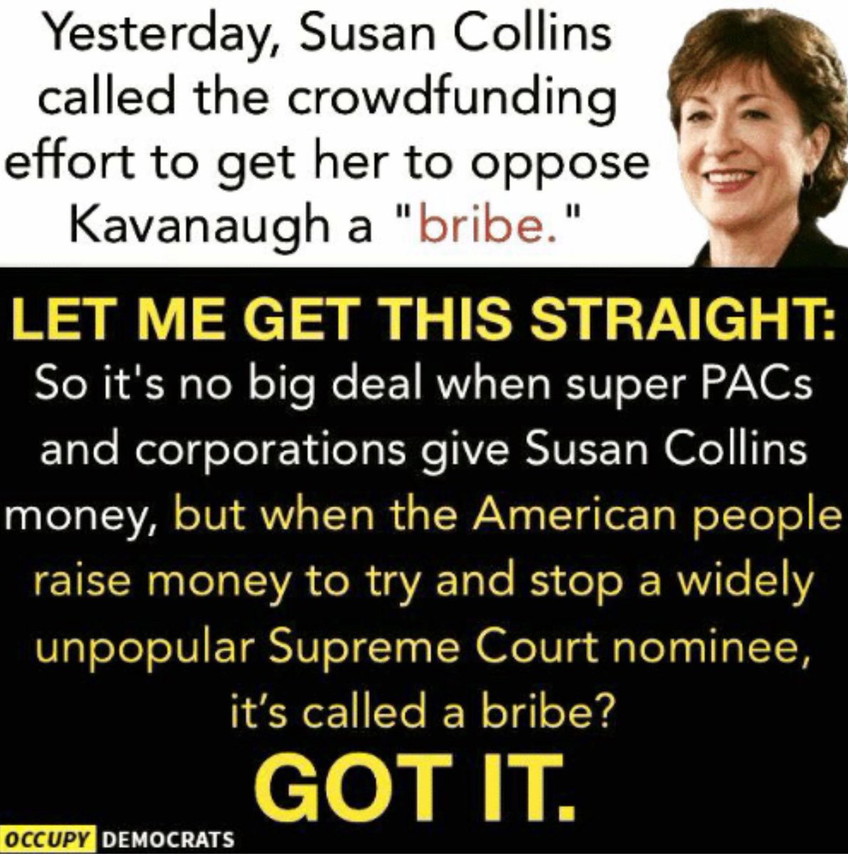 TheMominatrixx's tweet photo. @hwinkler4real What does Susan Collins get? A six-figure, post-Senate job on K Street, along with her lobbyist husband, for starters ....
#SusanCollinsOutIn2020 #FUSue #TimesUp #MeToo #BelieveSurvivors #VoteThemAllOut #BlueWave🌊 https://t.co/GrKIzEuyKk
