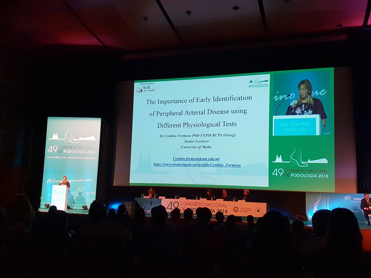 podgat's tweet photo. @cynthiaformosa1 presenting research findings in relation to diabetes foot screening for peripheral arterial disease @CongrePodologia @uniofmalta https://t.co/2iFOoAjn2e
