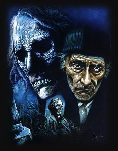 Who remembers being terrified by 'Tales From the Crypt' as a kid? Especially Peter Cushing as Arthur Grimsdyke, his sunken face does hang around in the mind. And now you can scare others by wearing Steven J Bejma's haunting art on a shirt! Win-win! 
greatbritishhorror.com/product/tales-…