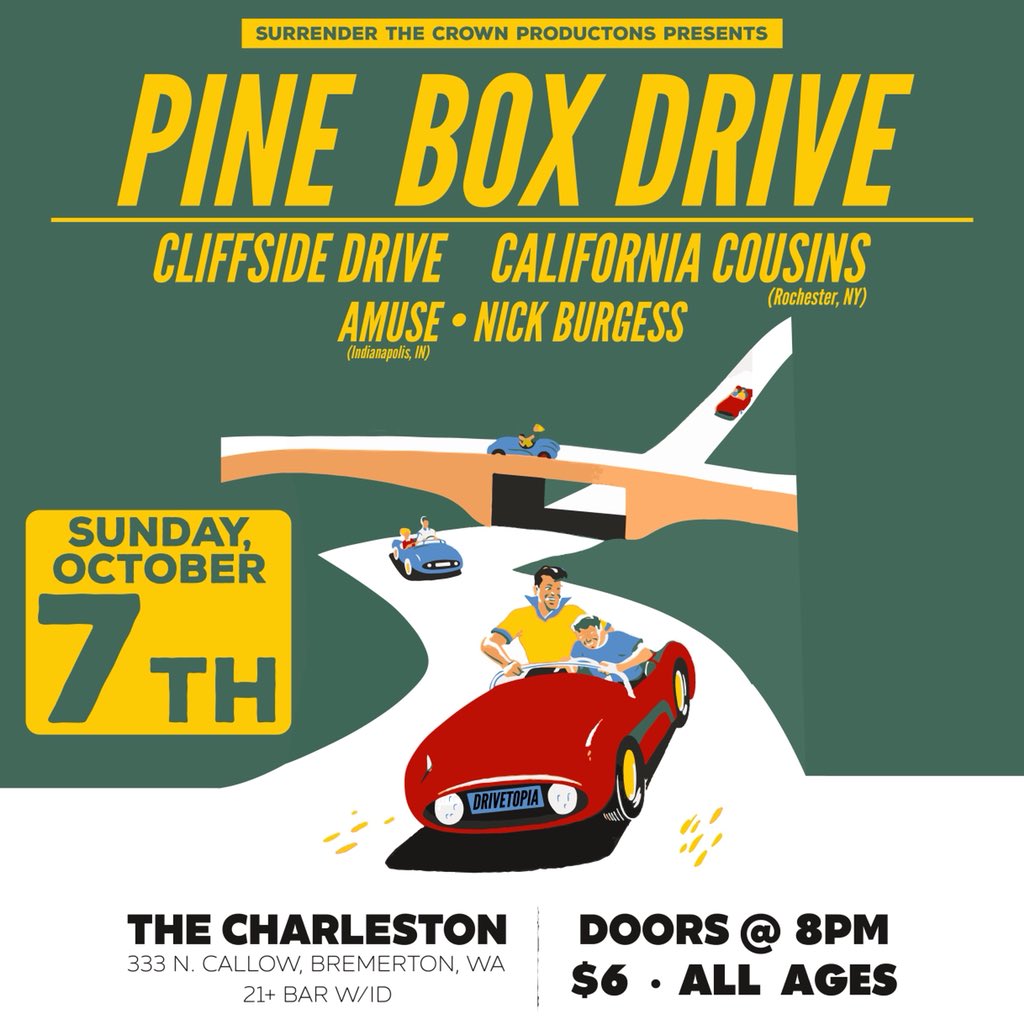 STCbookingnw's tweet photo. Tomorrow Night at The Charleston! @PineBoxDrive @AMUSEpunk #CliffsideDrive @calicuzns &amp; #NickBurgess!!!  Doors @ 8pm - $6!!! https://t.co/OLwlKu0c7P