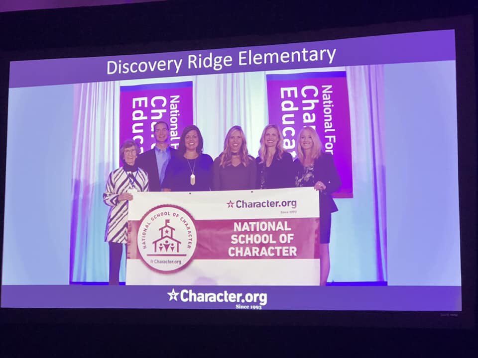 discovery_ridge's tweet photo. Discovery Ridge Elementary School was recognized this week as a National School of Character during the 2018 National Forum on Character in Washington D.C. this week. We appreciate Mrs. Gerson and Mrs. Pagono for representing our school community. https://t.co/SCjHnab12O