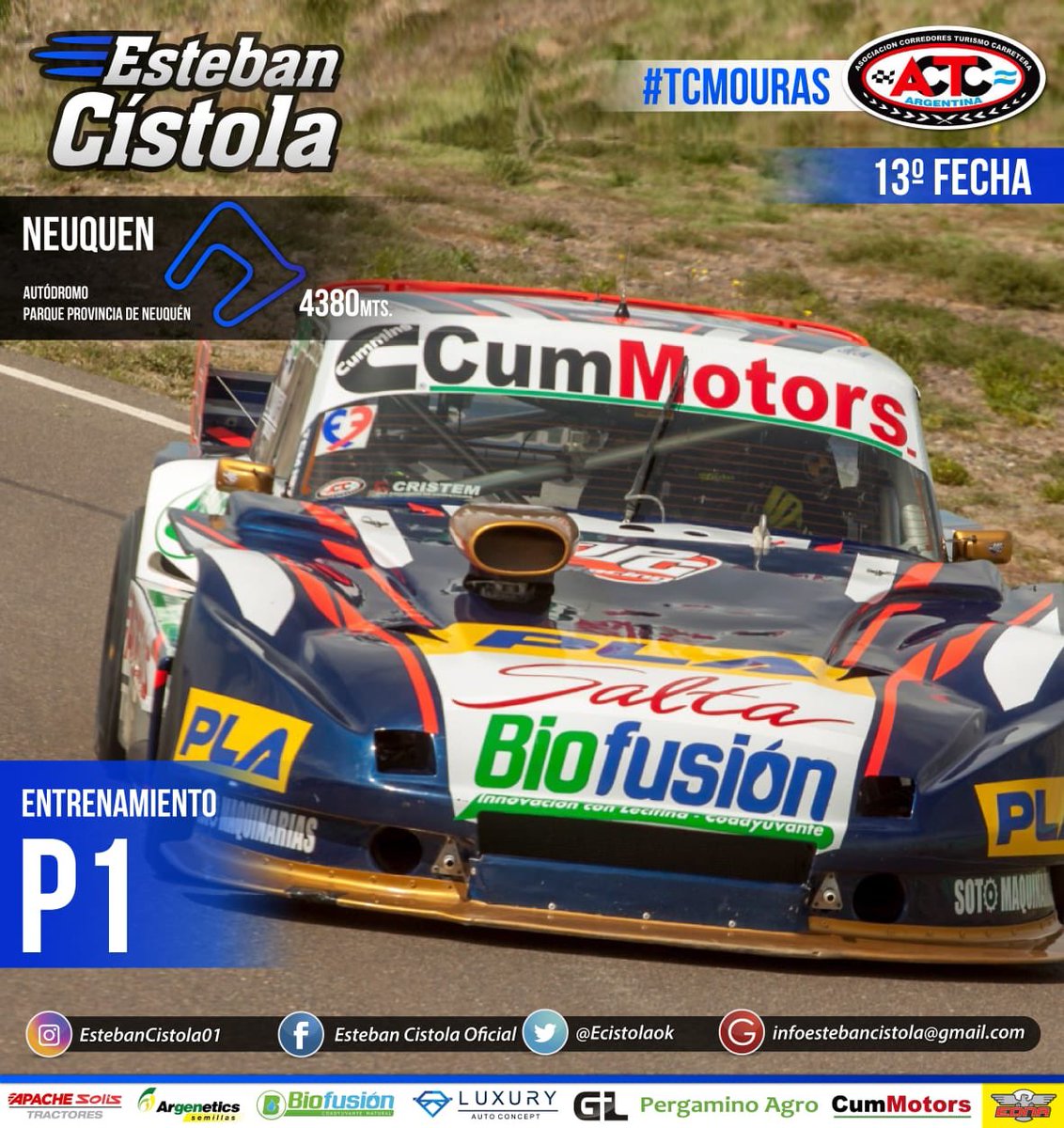 ecistola's tweet photo. Logramos quedarnos con el #P1 en el último de los entrenamientos y ahora aguardamos por lo que será la clasificación a hs. 12:34
#TCM
#JPGRacing
#LaPlata
#GraciasSponsors
#CumMotors
#ApacheSolis
#Argenetics
#GL
#Biofusión
#Pla
#BateriasEdna
#LuxuryAutoConcept
#PergaminoAgro https://t.co/XLpmSWPQKI
