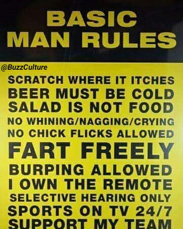 BuzzCulture's tweet image. Man Rules

#WeekendFun #Funny #ManRules #FunTimes #Weekend