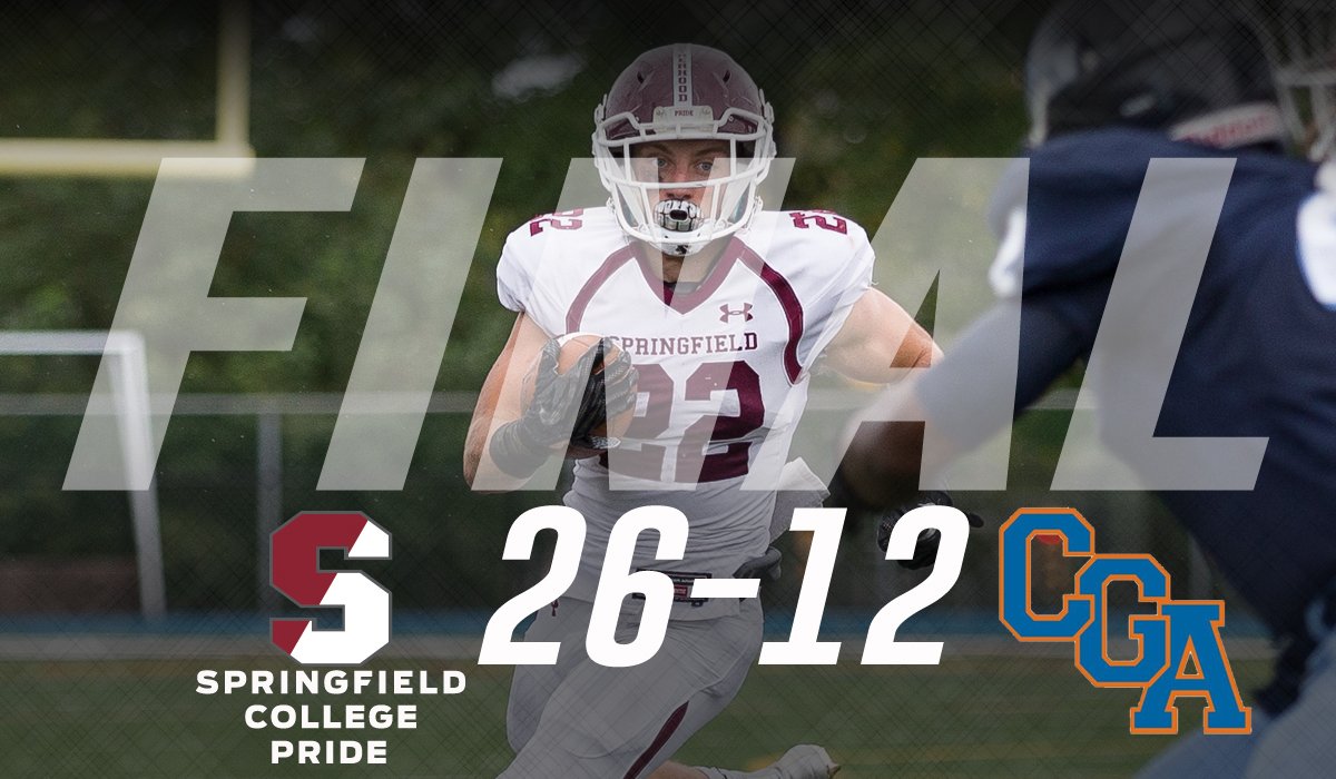 SC_Pride's tweet photo. FB: #SpringfieldCollege grinds out another NEWMAC win as it topples Coast Guard, 26-12 - Pride rack up 313 yards on the ground and hold the Bears to 0-for-10 on third down #d3fb https://t.co/9U94XOGZ6x