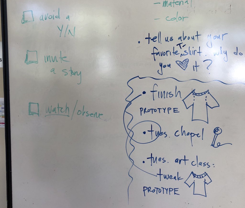 knowKMD's tweet photo. That’s my teacher @RaisbeckKim leading 8th grade entrepreneurs through early empathy work around designing school t-shirts #asdsrocks #dtk12chat https://t.co/QqdNjKg1nO