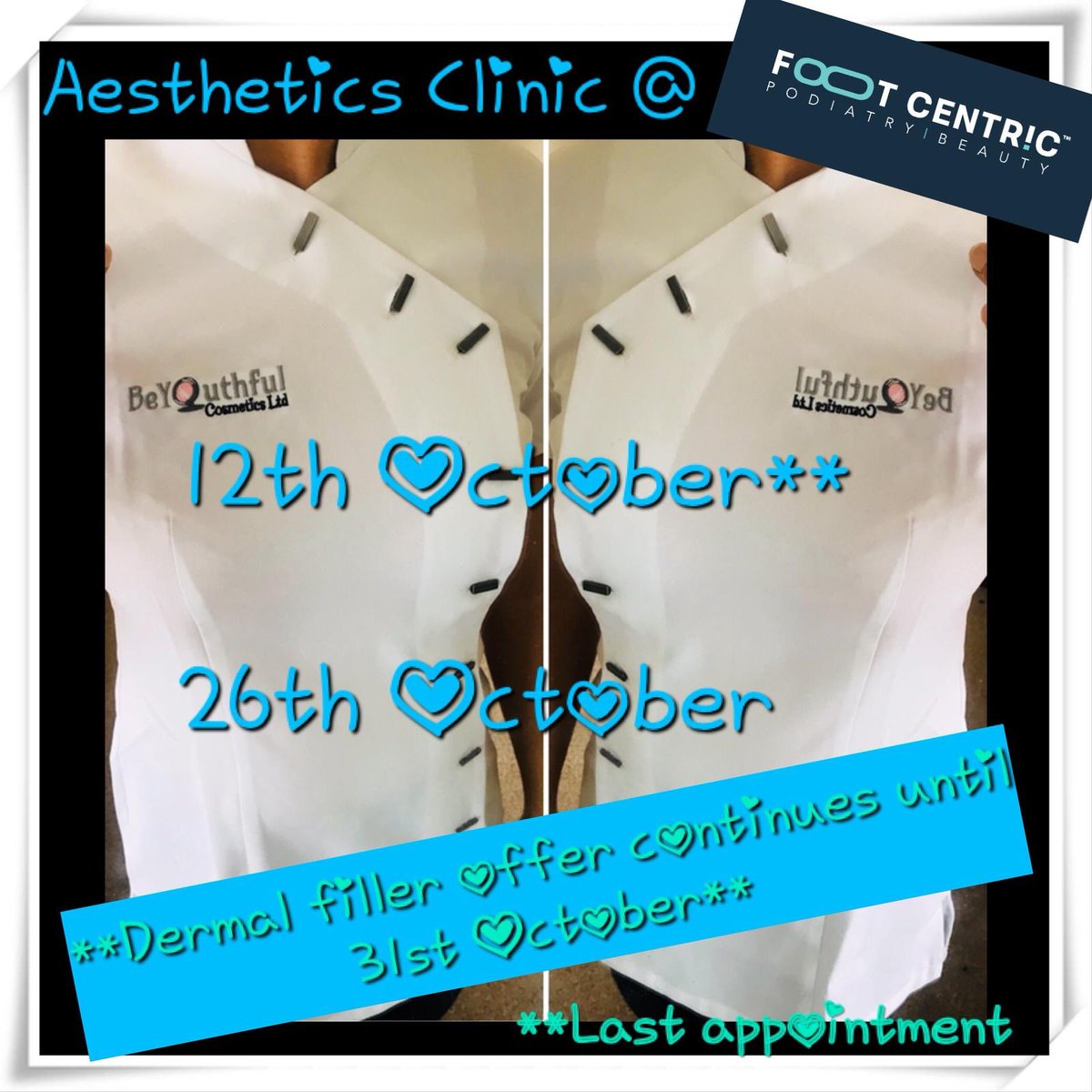 Foot_Centric's tweet photo. After the success of her last visit. Nurse Stacey from BeYouthful Cosmetics limited will be running another aesthetics clinic @Foot_Centric on Friday October 12th and 26th. Book directly with BeYouthful Cosmetics Limited. #juvaderm #lipfillers #botox #wrinklerelaxants https://t.co/JBYTyEtNlh