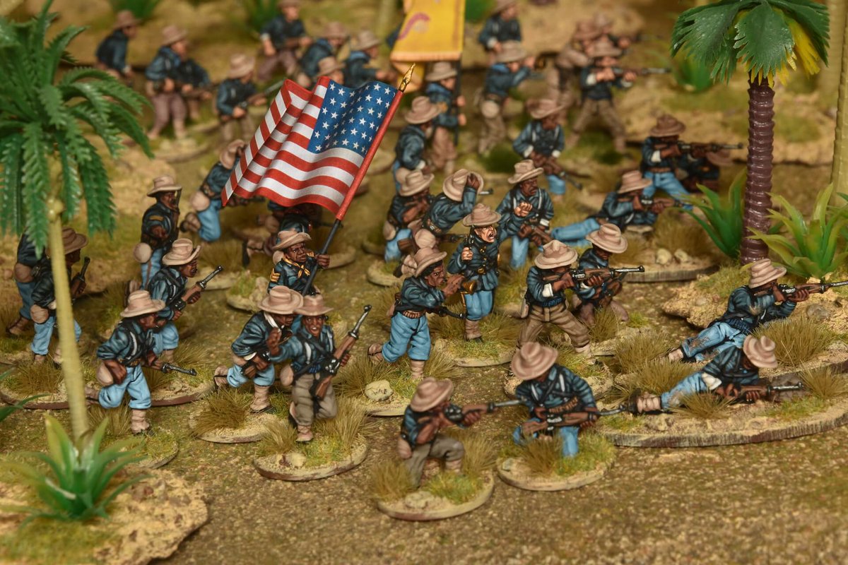 1898 Miniaturas en 10th Cavalry (dismounted) Buffalo Soldiers at Juan Hill, July 1st 1898, Spanish-American War. https://t.co/VBADISxrui https://t.co/QAJO45kg13" Twitter