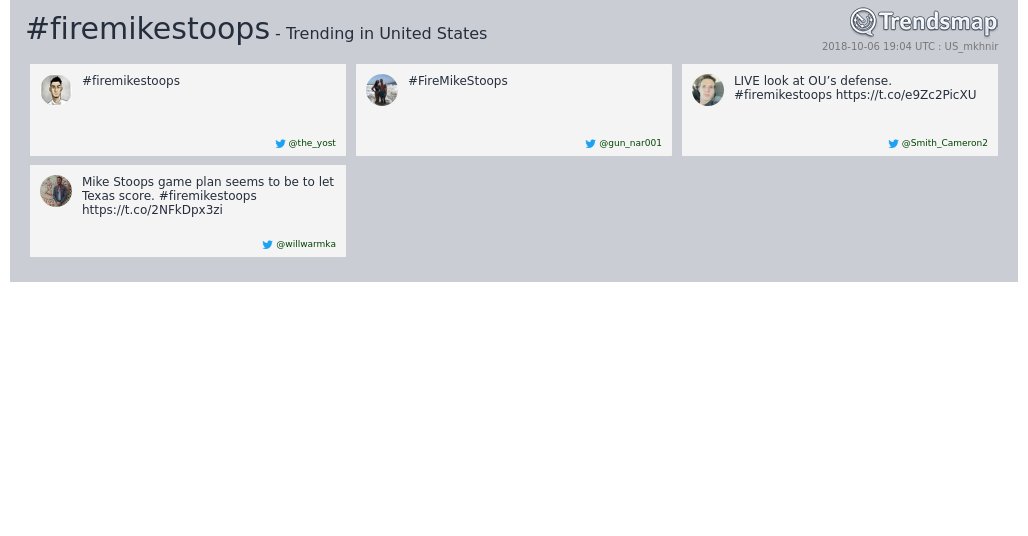 TrendsmapUSA's tweet image. #firemikestoops is now trending in United States

trendsmap.com/r/US_mkhnir