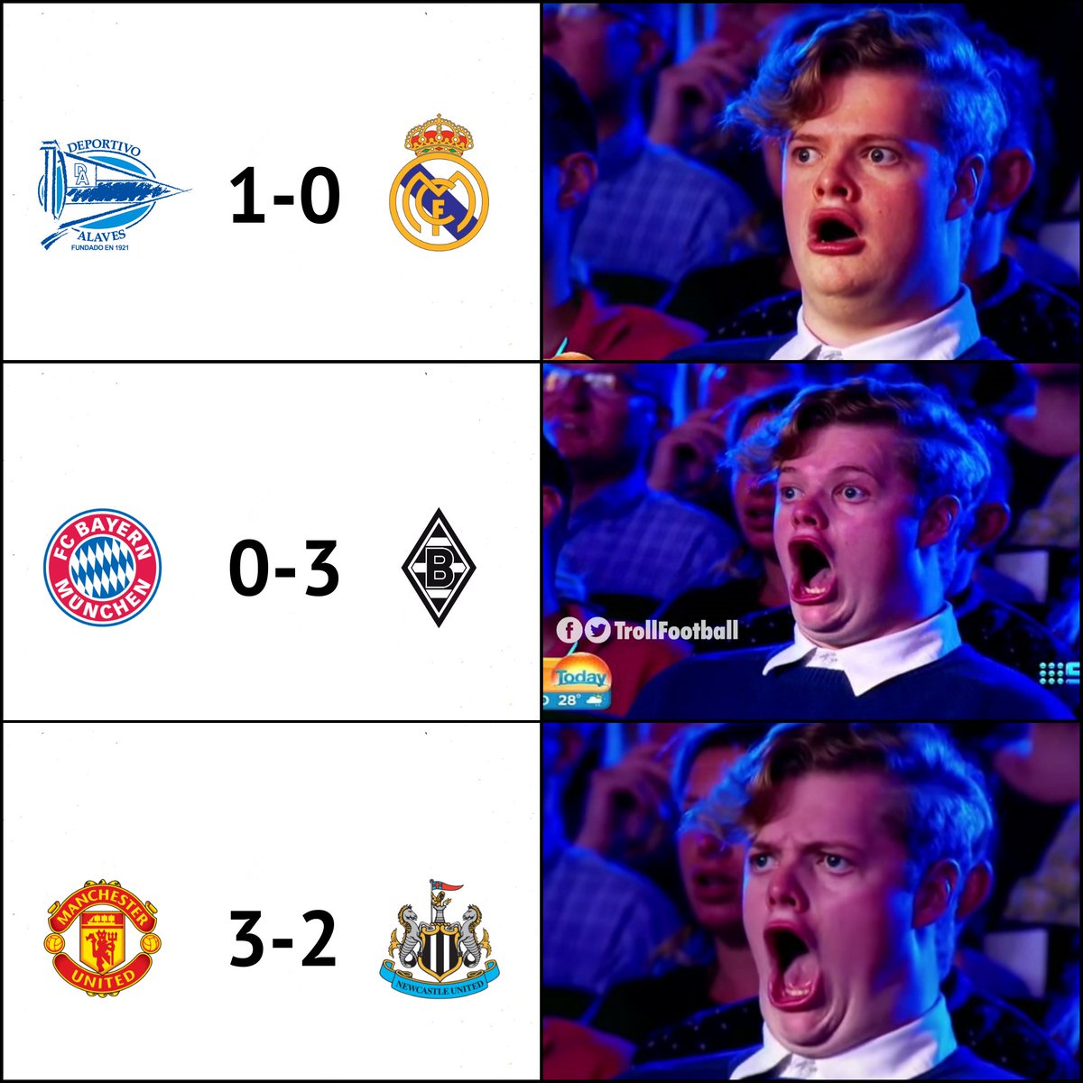 TrollFootball's tweet photo. Some shocking results tonight https://t.co/o2gtKmlCNP