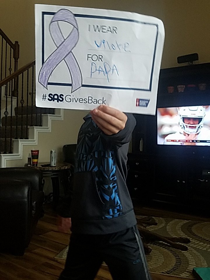 ktwhitey's tweet photo. My nephew wears lavender to support his papa 💜 #sasgivesback #cancersurvivor https://t.co/vHCBUlN2yA