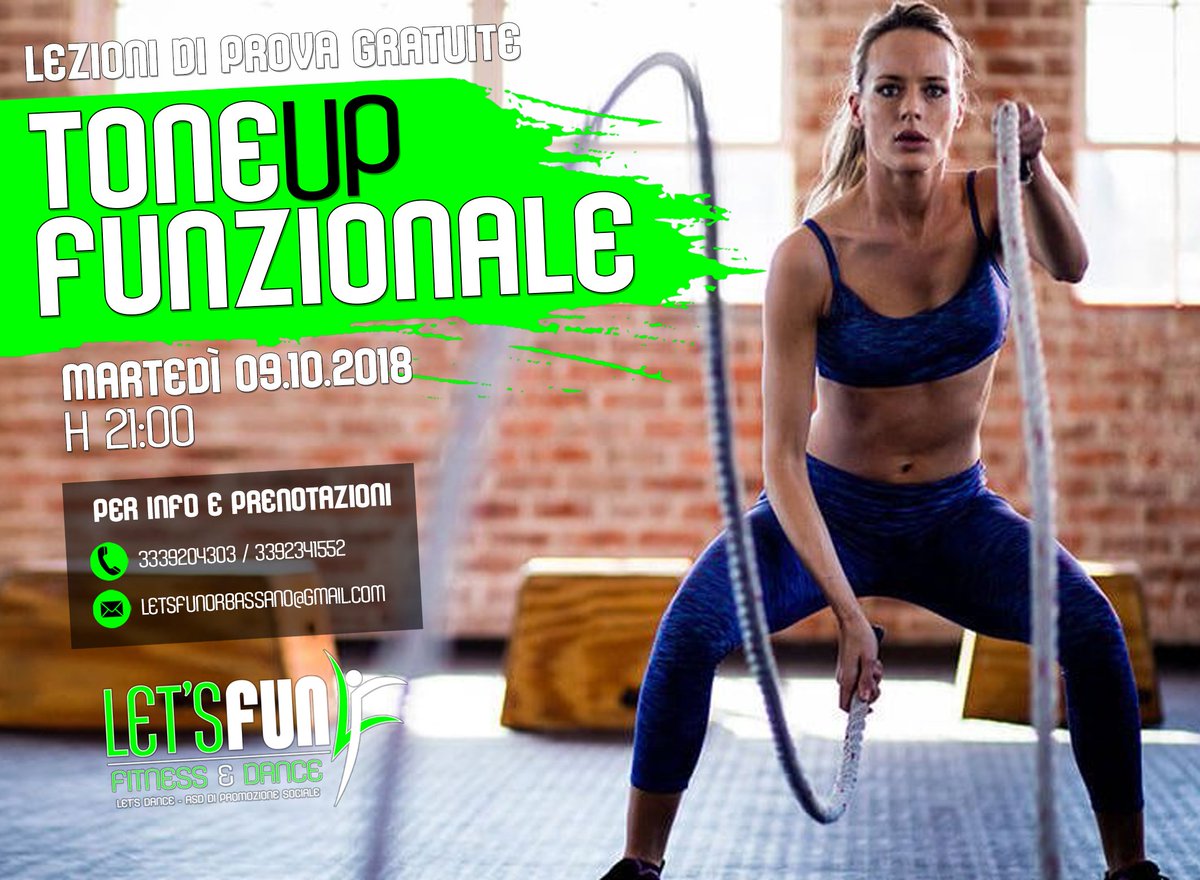 letsfunasd's tweet image. #letsfun #orbassano #fitness #toneupfunzionale #lezionidiprovagratuite
Vieni a provare il corso di Tone Up Funzionale Martedì 9 Ottobre alle 21.00!
Per info contatta la nostra segreteria
ai numeri 3339204303 / 3392341552, inviaci una mail all'indirizzo
letsfunorbassano@gmail.com!