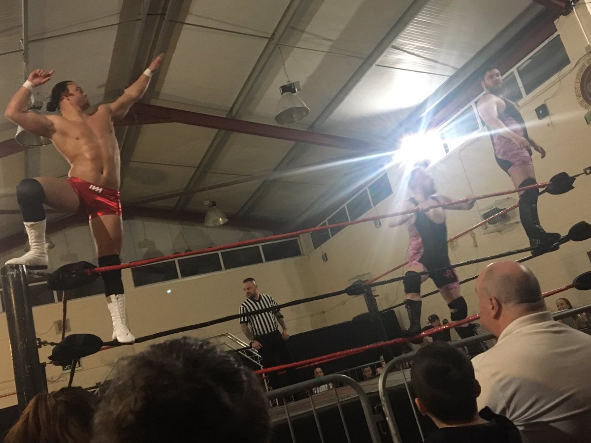 Wrestling_Draft's tweet photo. Kicking off the second half! A tag team match!!
Age of Orion vs Goss Dynasty
Cheap shot by the Dynasty before Chase and Doros even made it into the ring! #RecklessRumble https://t.co/b7pcTLg25E