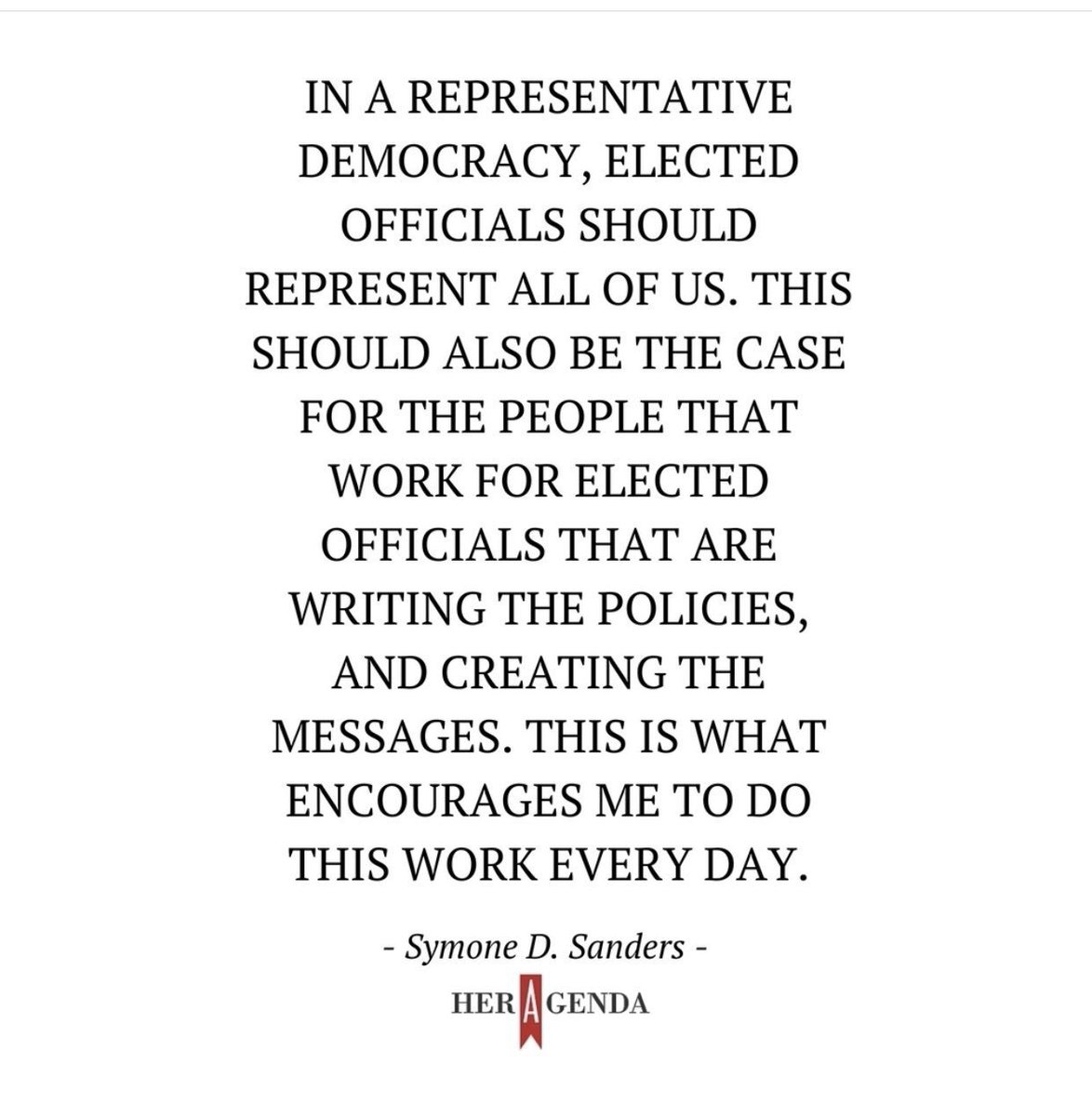 kjacks1908's tweet photo. This quote from @SymoneDSanders reminds me of the public morality and private morality divide Dwight Waldo contrasts in The Enterprise of Public Administration.— Pub. servants &amp; electeds are held to a distinct morality and accountability. #AOA1 https://t.co/io2emcUEIe