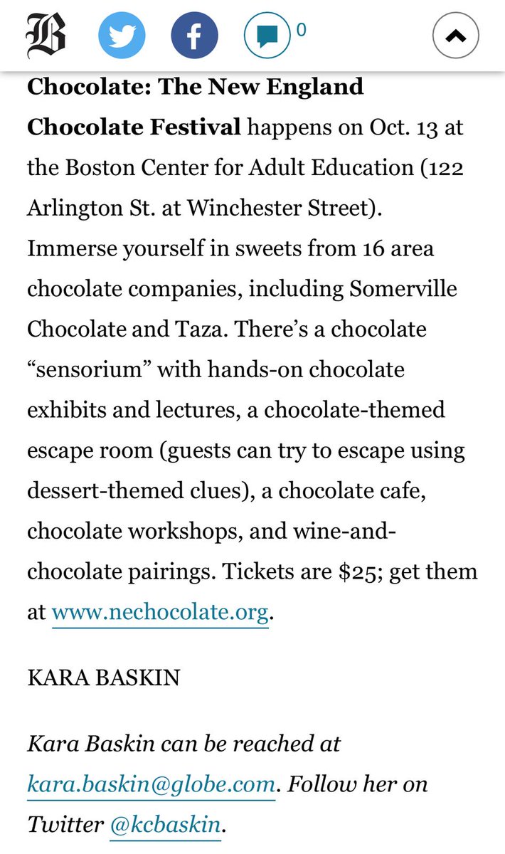 Thank you to <a href="/kcbaskin/">Kara Baskin</a> and <a href="/BostonGlobe/">The Boston Globe</a> for the #NewEnglandChocolateFestival shout out! Coming up next Saturday, October 13th. 🗞️🍫💕 bostonglobe.com/lifestyle/food…