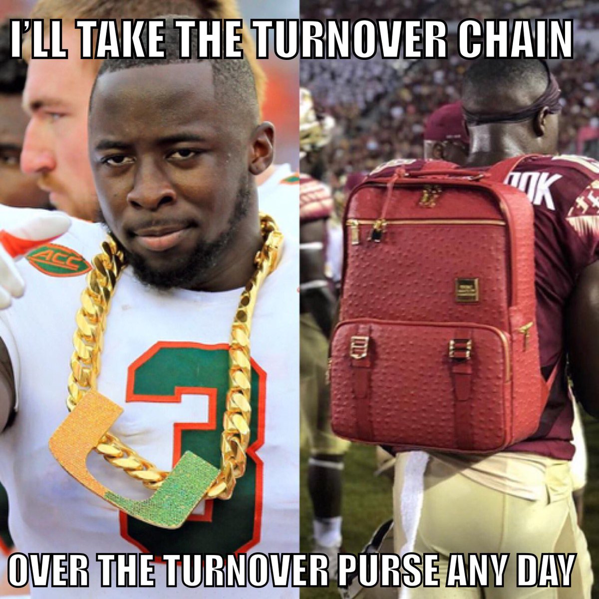 Gimme the #turnoverChain over the #turnoverPurse anyway!  #UMvsFSU