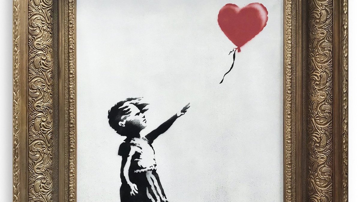 artsy's tweet photo. An artwork by Banksy shredded itself this week after selling for $1.3 million at Sotheby’s: https://t.co/nj3eHlwoZh https://t.co/x60dRLGQVA