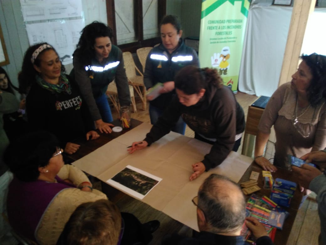 conaf_minagri's tweet photo. Junto a vecinos, bomberos y funcionarios municipales, CONAF realiza el taller  “Comunidad Preparada frente a los Incendios Forestales” en la localidad rural de Malvilla, San Antonio. El objetivo es que los pobladores generen acciones de autoprotección en un área de alto riesgo. https://t.co/KmkDsOmfCj