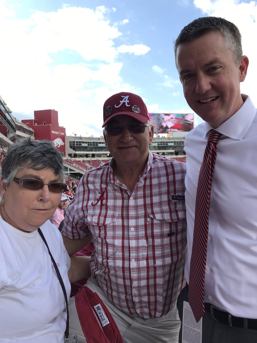 Greg_Byrne's tweet photo. Before the game today I met  Mr. Tommy Ray who has attended 583 straight @AlabamaFTBL games. 

Al &amp; Connie Harville, 362 straight. 

Mr. Jim Slayton, 343 straight (not pictured). 

#RollTide #ThatIsDedication https://t.co/8twWTxhTrD