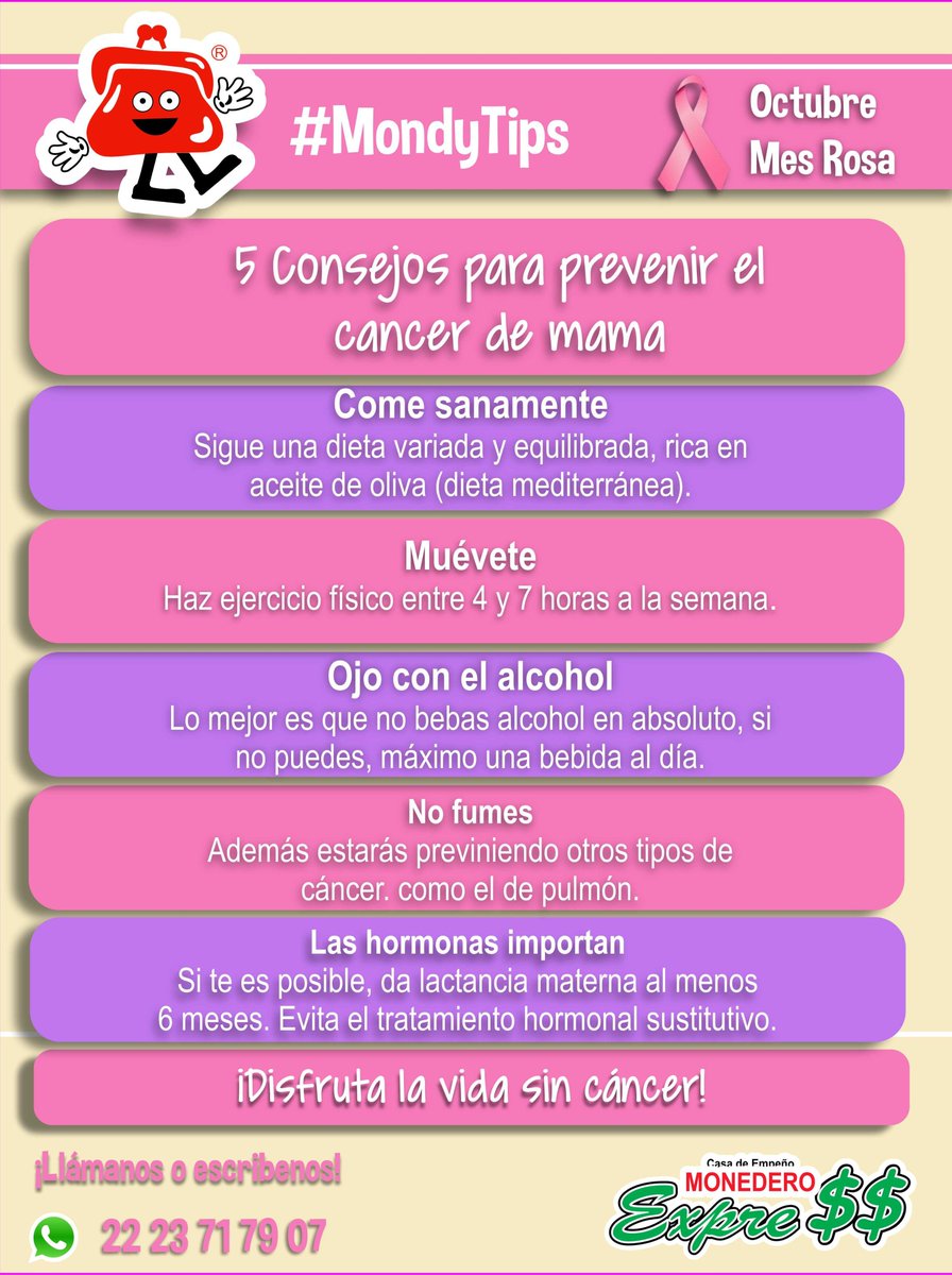 MonederoExpress's tweet photo. #MondyTips

Porque tú eres lo más importante para nosotros, te compartimos estos tips para prevenir el cáncer de mama. 
Además acude a revisión con tu médico de confianza, y recuerda que para todo lo que necesites siempre cuentas con Mondy. 
Llámanos o escríbenos al: 
2223717907 https://t.co/TmFignaeTm