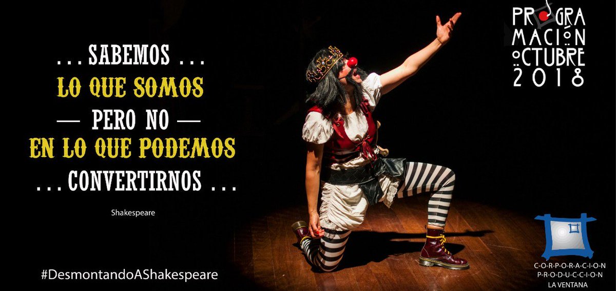 Laventanacirco's tweet photo. #DesmontandoAShakespeare de la Compañía Trágica de Payasos, hoy a las 8:00 Pm, en La Ventana.  ¡Te esperamos! Calle 63D #22-15. Boletería: 🤵20mil. -🤵‍♀️15mil. https://t.co/ZSKX3x7dKH