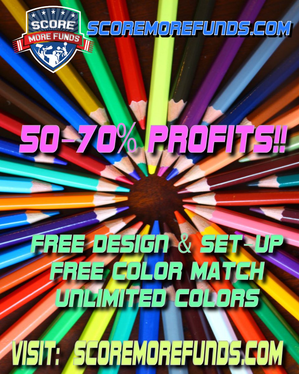 Scoremorefunds's tweet photo. Create amazing custom #fundraising spirit gear with #ScoreMoreFunds. Get free design set up on #scarves #armsleeves #drawstringbags #carflags #rallytowels and more! Visit us online at https://t.co/HLjOTiWroQ to learn how to earn 50-70% profits on all our #fundraisers! https://t.co/vEYkTdfpUu