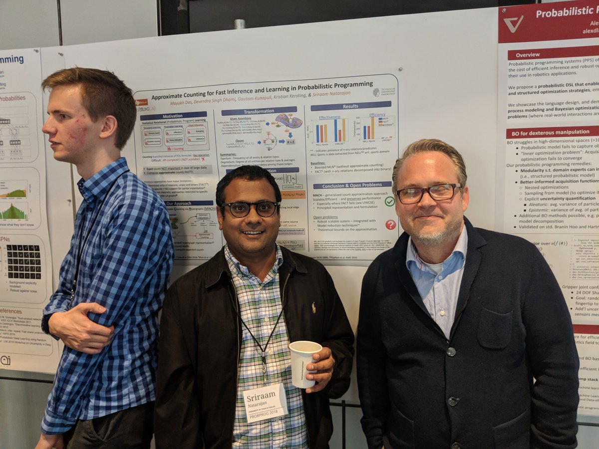 mayukhdastweet's tweet image. Prof. Sriraam Natarajan @NSriraam_StaRAI and Prof. Kristian Kersting with our poster on 'Scaling SRL via approximate counting' at #PROBPROG '18
@STARLing_lab