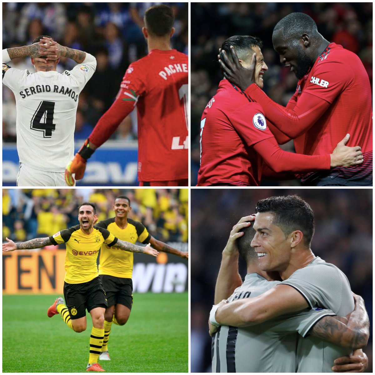 foothunch's tweet image. ⚽️ Real Madrid hasn't won on the last 4 matches.
⚽️ Manchester United delayed Mourinho's departure after winning 3-2 against Newcastle.
⚽️ Paco Alcacer is on fire. Dortmund won with a hat-trick from the striker.
⚽️ Ronaldo in the last 5 Serie A games: 4 goals and 3 assists.