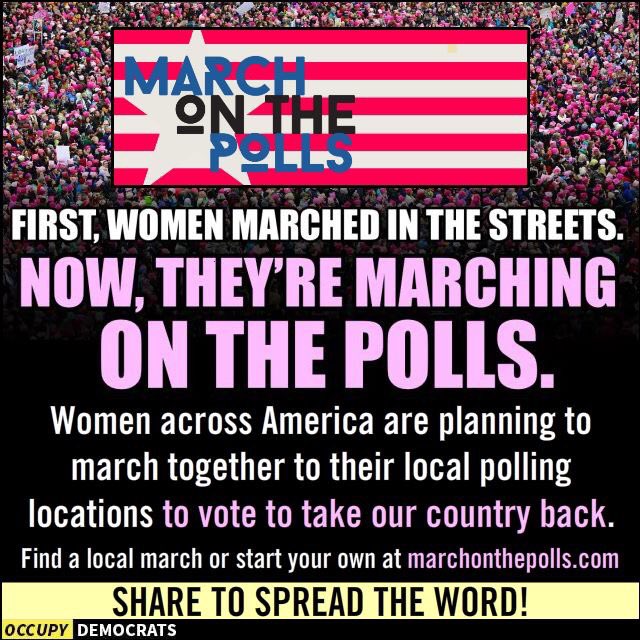 We have to fight. We have to keep going forward. VOTING MATTERS! MIDTERMS MATTER!  #marchonthepolls #vote #VoteThemAllOut #votethemout #womensmarch #WomensRights