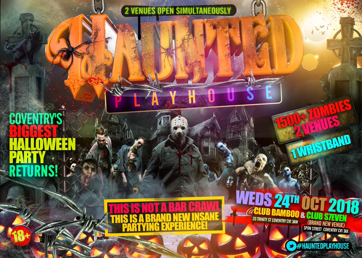 _AK_EVENTS's tweet photo. A brand new clubbing experience in Coventry this is set to be another sellout  #HauntedPlayhouse https://t.co/M2o9wzS90a