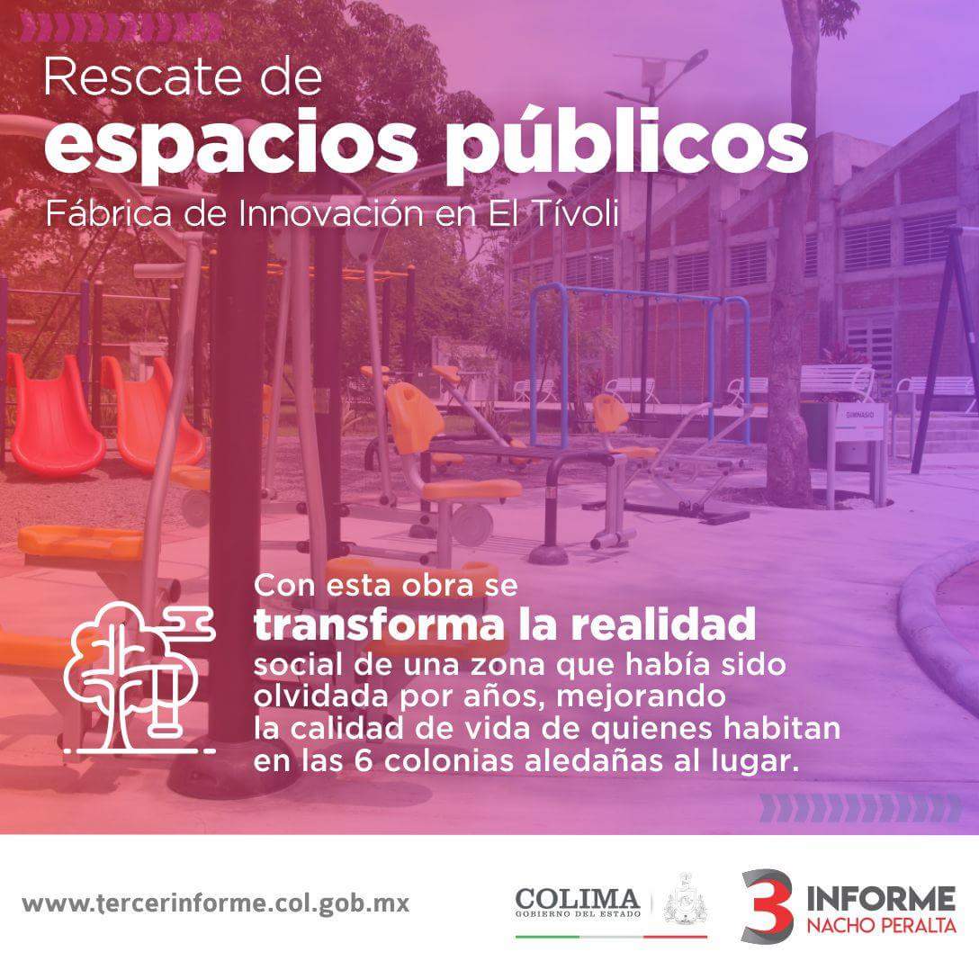 gobiernocolima's tweet photo. Con la Fábrica de Innovació de El Tívoli, transformamos la realidad de una zona socialmente olvidada.
#3InformeNacho #JuntosPodemos https://t.co/n2SiTb6r4h