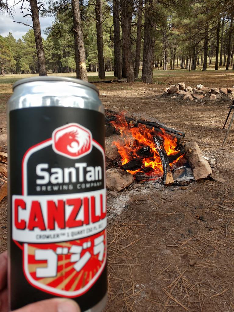 movindirt's tweet photo. So sitting in the woods by Happy Jack....starting to sprinkle so just as well have my @SanTanBrewing #canzilla  winter warmer with a couple of ginger snaps....all good https://t.co/MTM6YDYqjR