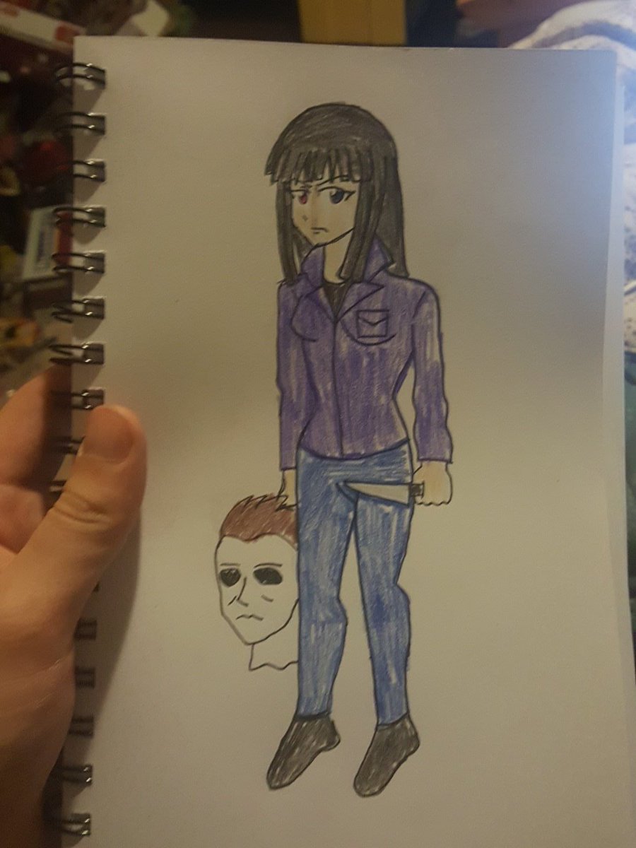 AshtonFinel's tweet photo. Up next is Tetsuko from Shrink High dressed up as Michael Myers from Halloween. Special thanks to @SNGRyukison for suggesting the costume. #HalloweenMovie #crossover #shrink_high https://t.co/40UJQOkDuA