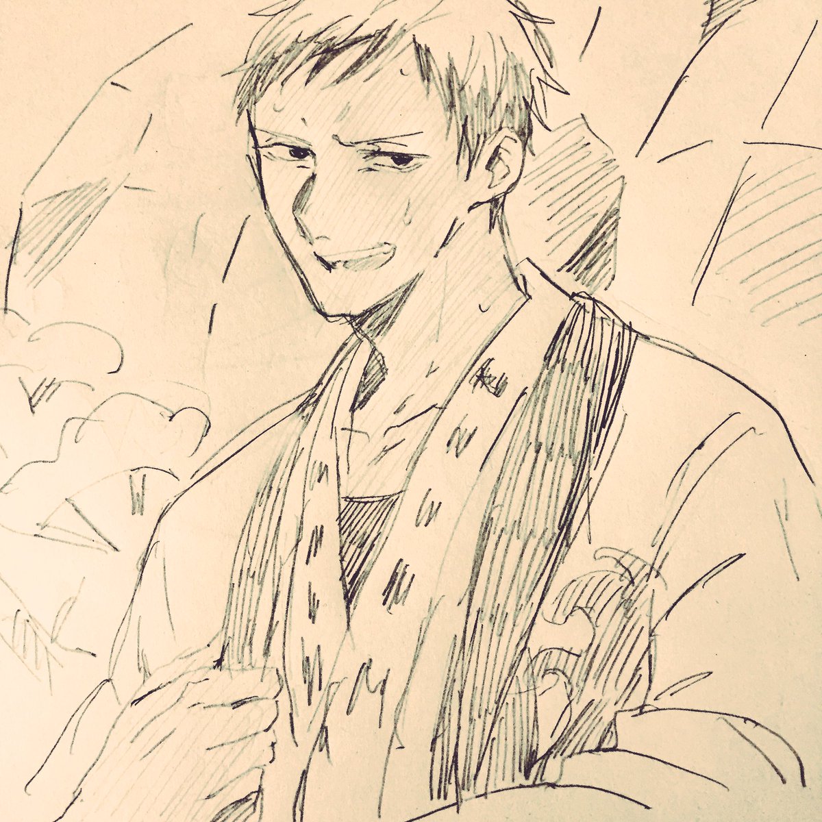今日は地元のお祭り!あおみねくんうちの地区のはっぴ着てくれ～と思って描き始めたけどデザインうろ覚えすぎた 