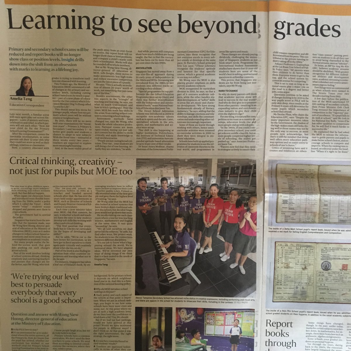pasi_sahlberg's tweet image. Education in Singapore the top news this Sunday morning: Less testing, please! ⁦@HargreavesBC⁩ ⁦@CarolCampbell4⁩ ⁦@JohnSwinney⁩