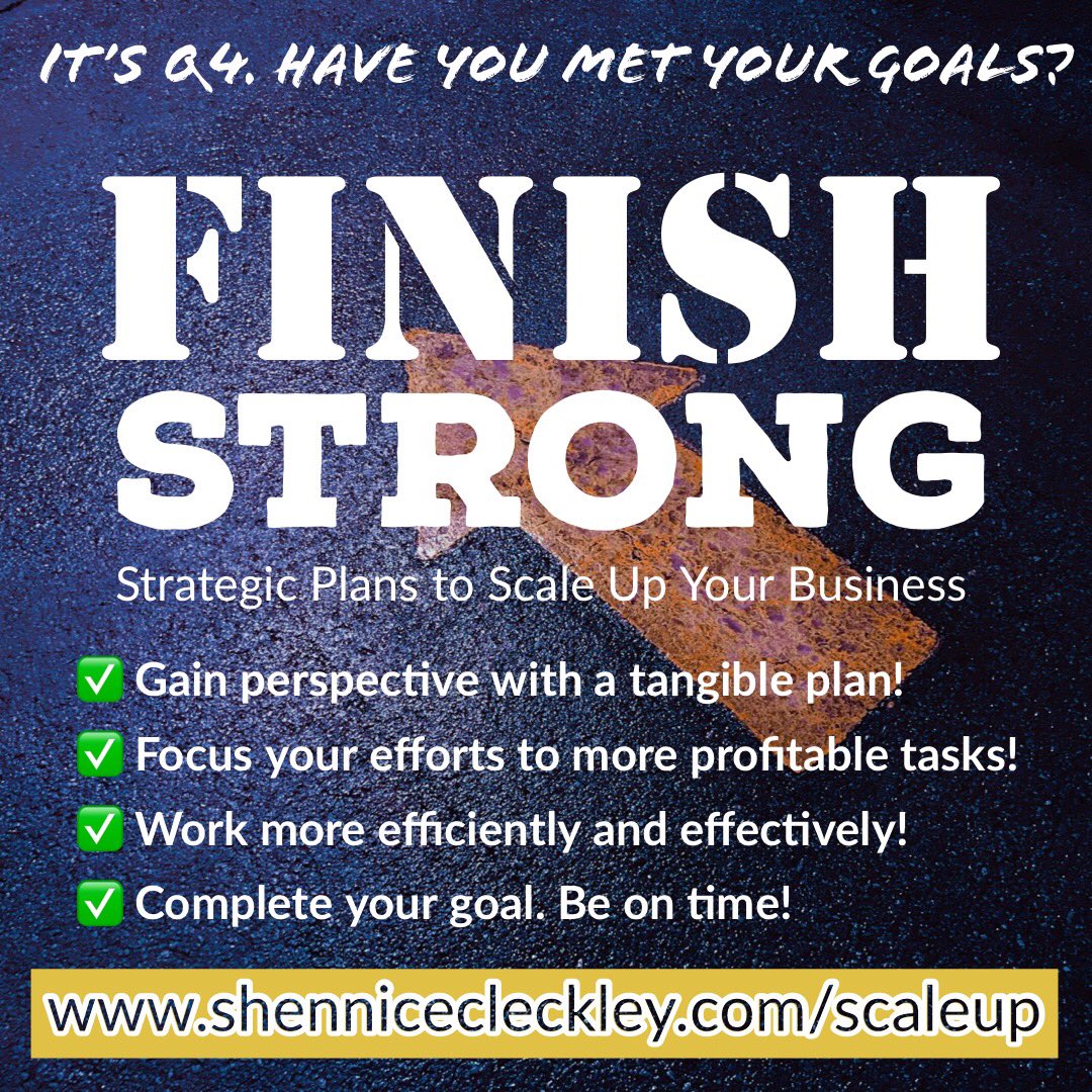 iamshennicec's tweet photo. It’s Q4. Have you met your goals!
The Finish Strong program includes a detailed strategic action plan and 30 minute coaching session.
https://t.co/VlX8fkRLlA
#business #coaching #entrepreneurship #scale #goalanalysis #businessstrategy https://t.co/zp754KXk2Q