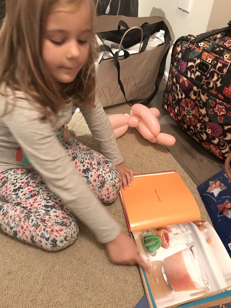 MathDiehls's tweet photo. My girl just couldn’t wait to open up “How Many?”  Thank you @Trianglemancsd for this awesome book #mathlikeagirl #tmwyk https://t.co/l2iRlTnsUD