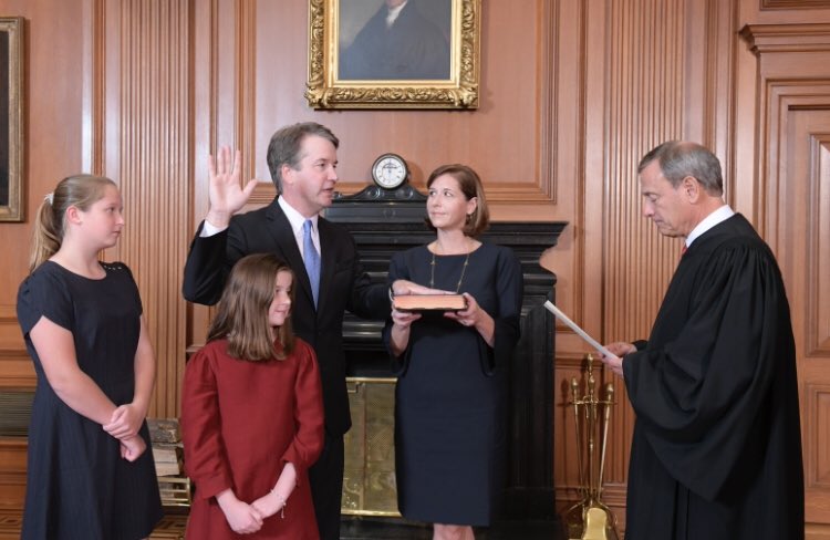 Brett Kavanaugh sworn in as Supreme Court Justice #OAN 
(Photo from Fred Schilling, Collection of the Supreme Court of the United States)